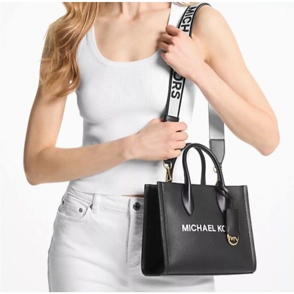 New Michael Kors Mirella Small Shopper Top Zip Crossbody Black - Picture 3 of 3